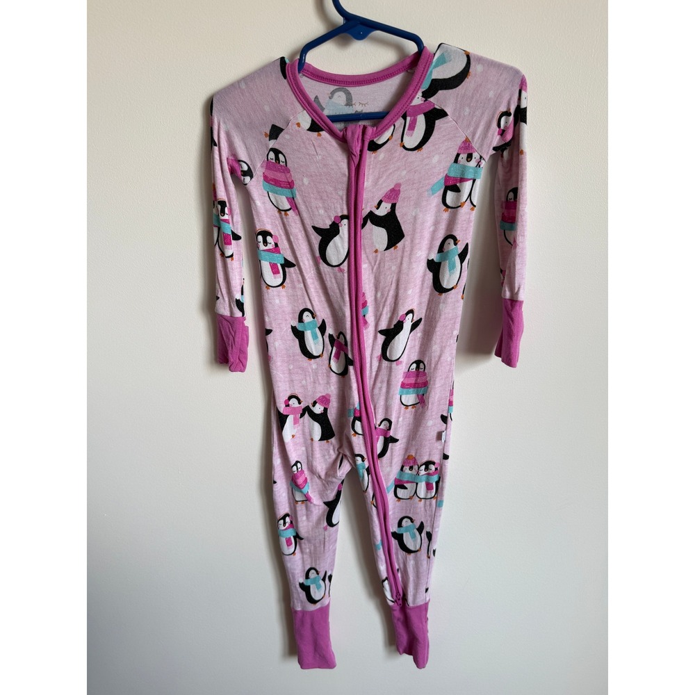 Little Sleepies Pink Penguin Bamboo Zippy 12-18 Months